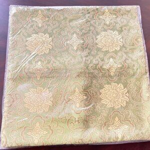 4 Vintage Silk Gold Green Jacquard Brocade Pillowcase Zip Cushion Cover NEW